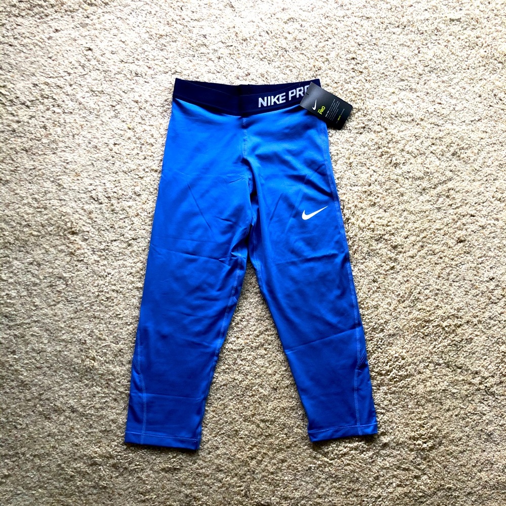 Blue Nike Pro Leggings